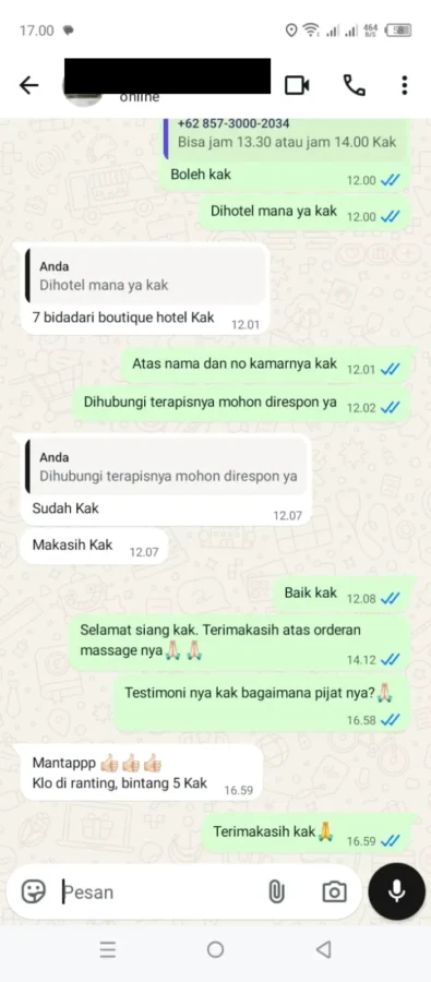testimoni pelanggan massage panggilan jakarta
