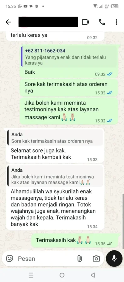 testimoni massage panggilan di massage.co.id