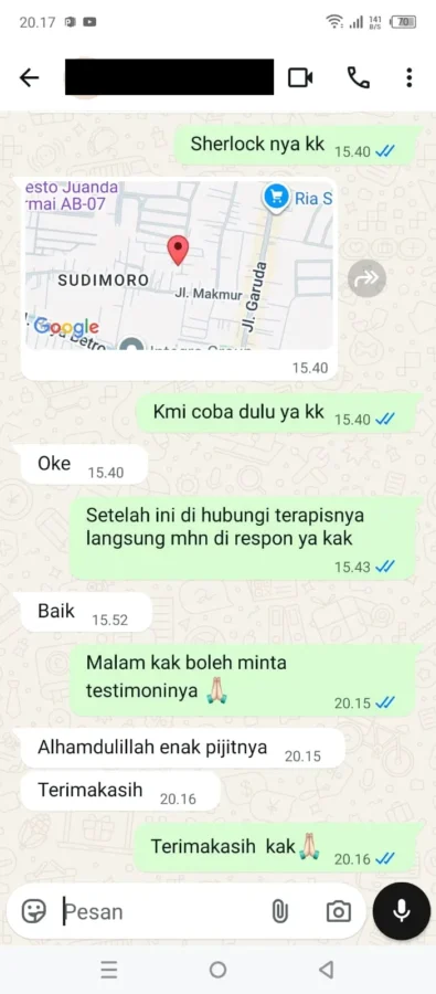 testimoni pelanggan massage panggilan malang